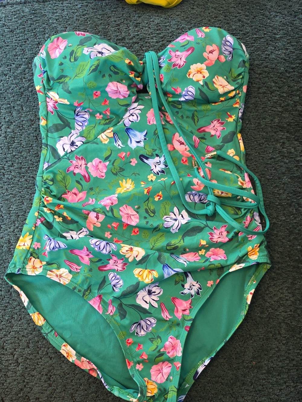 Loft Floral Green One-Piece Swimsuit Size S